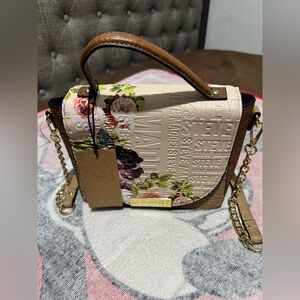 Steve Madden Embossed Floral Crossbody Bag - Brown and Cream